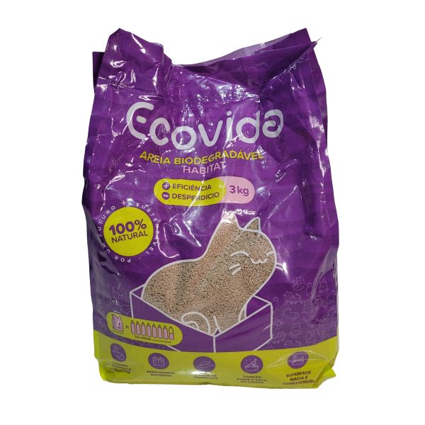 Ecovida Areia Biodegradável Gato de 3kg Sustentavel  Natural