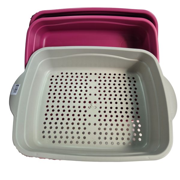 BANHEIRO INTELIGENTE GATO BRINQPET 3 PEÇAS ROSA