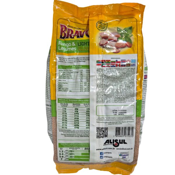 Ração Para Cães Adultos 1kg Light Frango E Legumes Bravo - Imagem 3